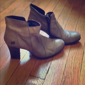 Ankle booties with stacked heel